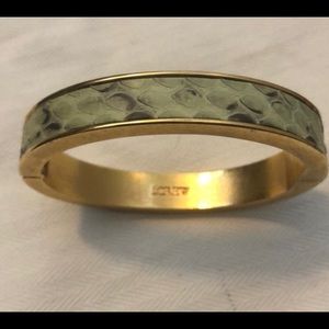 J. Crew Leather snake print hinged bangle bracelet